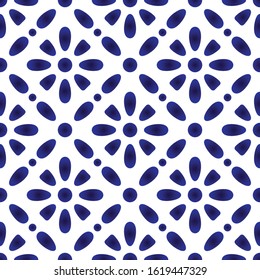 ceramic tile pattern, Seamless porcelain decor, Chinaware background, blue and white floral backdrop for design floor, wall, texture, fabric, paper, tiled, modern indigo wallpaper, vector illustration