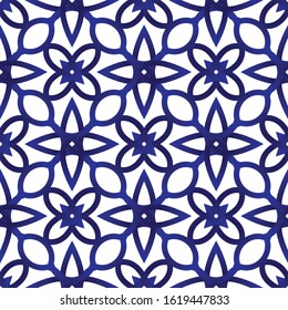 ceramic tile pattern, Seamless porcelain decor, Chinaware background, Blue and white floral backdrop for design floor, wall, texture, fabric, paper, tiled, vector illustration, Modern indigo wallpaper
