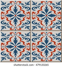 Ceramic tile pattern spiral cruve cross flower kaleidoscope