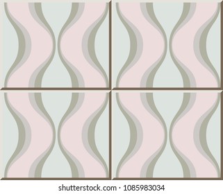Ceramic tile pattern spiral curve cross oval geometry kaleidoscope, oriental interior floor wall ornament elegant stylish design