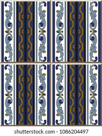 Ceramic tile pattern spiral curve cross blue frame line, oriental interior floor wall ornament elegant stylish design