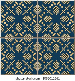 Ceramic tile pattern Square Mosaic Cross Check Geometry, oriental interior floor wall ornament elegant stylish design