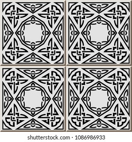 Ceramic tile pattern triangle aboriginal square check cross frame rope chain, oriental interior floor wall ornament elegant stylish design