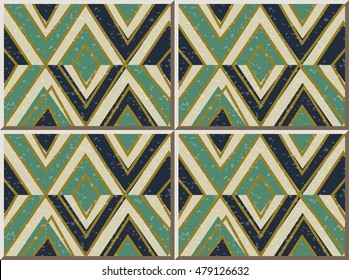 Ceramic tile pattern triangle geometry golden line