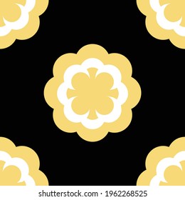 ceramic tile pattern vector, black and yellow and blue floral decor vector illustration,Fabric pattern,Graphic modern pattern.