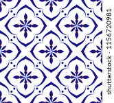 ceramic tile pattern vector, Porcelain background design, blue and white floral decor vector illustration