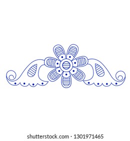 Ceramic tile pattern vector, Porcelain background design, blue and white floral decor vector illustration