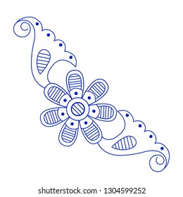 Ceramic tile pattern vector, Porcelain background design, blue and white floral decor vector illustration