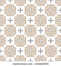 ceramic tile pattern vector. Seamless tiles design. Brow and white modern tiled. Vintage wallpaper elements Islam, Arabic, Indian, Ottoman, Motifs, Pottery. Cute background perfect for printing.