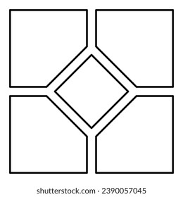 Ceramic tile paving slab contour outline line icon black color vector illustration image thin flat style