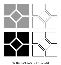 Ceramic tile paving slab set icon grey black color vector illustration image solid fill outline contour line thin flat style