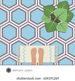 Ceramic tile top view. Bathroom