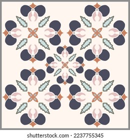 Ceramic tile in turkish style. Seamless colorful patchwork from Azulejo tile. Portuguese and Spain decor. Islam, Arabic, Indian, Ottoman motif. Vector Hand drawn background