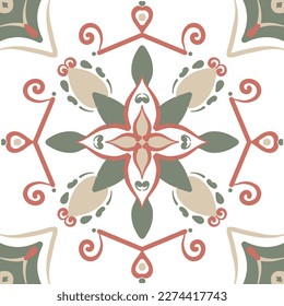 Baldosas cerámicas de estilo turco. Papel colorido sin inconfundibles de azulejos de Azulejo. Decoración portuguesa y española. Islam, árabe, indio, motivo otomano. Fondo dibujado por la mano del vector