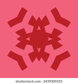 ceramic or tile vector design that forms blooming flower petals, dark red on a pink background.