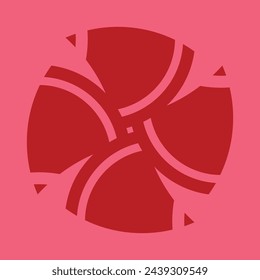 ceramic or tile vector design that forms blooming flower petals, dark red on a pink background.