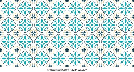 Ceramic tiled pattern. Floral seamless pattern for tile design. Isolated on a white background. Endless texture. Perfect for printing, web design, fabric, textile print. Vector illustration.