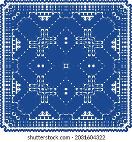 Ceramic tiles azulejo portugal. Colored design. Vector seamless pattern frame. Blue ethnic background for T-shirts, scrapbooking, linens, smartphone cases or bags.