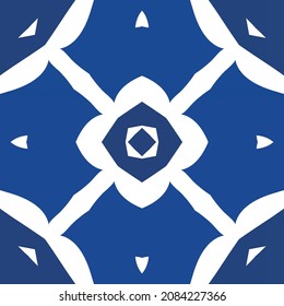 Ceramic tiles azulejo portugal. Creative design. Vector seamless pattern illustration. Blue ethnic background for T-shirts, scrapbooking, linens, smartphone cases or bags.