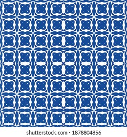 Ceramic tiles azulejo portugal. Geometric design. Vector seamless pattern illustration. Blue ethnic background for T-shirts, scrapbooking, linens, smartphone cases or bags.