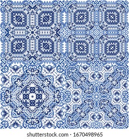 Ceramic tiles azulejo portugal. Original design. Vector seamless pattern illustration. ethnic background for T-shirts, scrapbooking, linens, smartphone cases or bags.