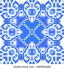 Ceramic tiles azulejo portugal. Universal design. Vector seamless pattern trellis. Blue ethnic background for T-shirts, scrapbooking, linens, smartphone cases or bags.
