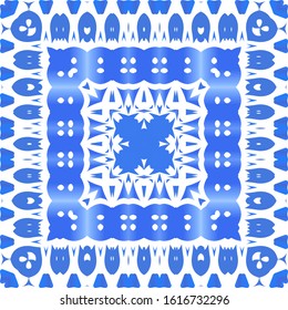 Ceramic tiles azulejo portugal. Universal design. Vector seamless pattern trellis. Blue ethnic background for T-shirts, scrapbooking, linens, smartphone cases or bags.