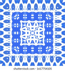 Ceramic tiles azulejo portugal. Universal design. Vector seamless pattern trellis. Blue ethnic background for T-shirts, scrapbooking, linens, smartphone cases or bags.