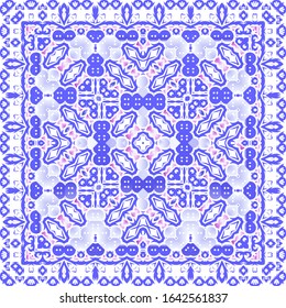 Ceramic tiles azulejo portugal. Universal design. Vector seamless pattern trellis. Blue ethnic background for T-shirts, scrapbooking, linens, smartphone cases or bags.