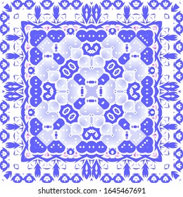 Ceramic tiles azulejo portugal. Universal design. Vector seamless pattern trellis. Blue ethnic background for T-shirts, scrapbooking, linens, smartphone cases or bags.