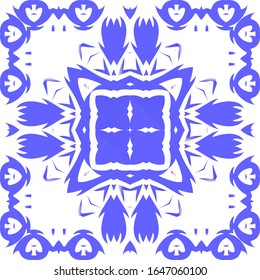 Ceramic tiles azulejo portugal. Universal design. Vector seamless pattern trellis. Blue ethnic background for T-shirts, scrapbooking, linens, smartphone cases or bags.