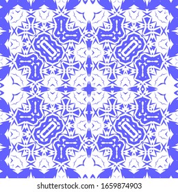 Ceramic tiles azulejo portugal. Universal design. Vector seamless pattern trellis. Blue ethnic background for T-shirts, scrapbooking, linens, smartphone cases or bags.