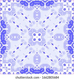 Ceramic tiles azulejo portugal. Universal design. Vector seamless pattern trellis. Blue ethnic background for T-shirts, scrapbooking, linens, smartphone cases or bags.