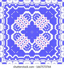 Ceramic tiles azulejo portugal. Universal design. Vector seamless pattern trellis. Blue ethnic background for T-shirts, scrapbooking, linens, smartphone cases or bags.