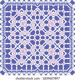 Ceramic tiles azulejo portugal. Universal design. Vector seamless pattern trellis. Blue ethnic background for T-shirts, scrapbooking, linens, smartphone cases or bags.