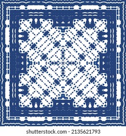 Ceramic tiles azulejo portugal. Universal design. Vector seamless pattern arabesque. Blue ethnic background for T-shirts, scrapbooking, linens, smartphone cases or bags.