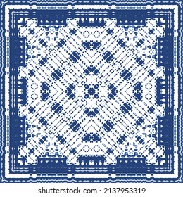 Ceramic tiles azulejo portugal. Universal design. Vector seamless pattern arabesque. Blue ethnic background for T-shirts, scrapbooking, linens, smartphone cases or bags.