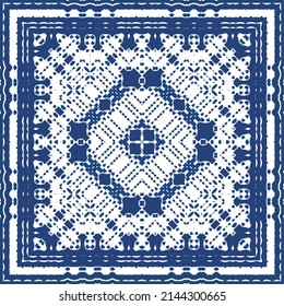 Ceramic tiles azulejo portugal. Universal design. Vector seamless pattern arabesque. Blue ethnic background for T-shirts, scrapbooking, linens, smartphone cases or bags.