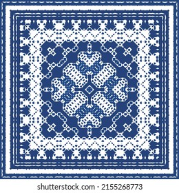 Ceramic tiles azulejo portugal. Universal design. Vector seamless pattern arabesque. Blue ethnic background for T-shirts, scrapbooking, linens, smartphone cases or bags.