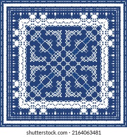 Ceramic tiles azulejo portugal. Universal design. Vector seamless pattern arabesque. Blue ethnic background for T-shirts, scrapbooking, linens, smartphone cases or bags.