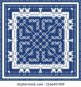 Ceramic tiles azulejo portugal. Universal design. Vector seamless pattern arabesque. Blue ethnic background for T-shirts, scrapbooking, linens, smartphone cases or bags.