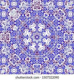 Ceramic tiles azulejo portugal. Vector seamless pattern template. Bathroom design. Blue ethnic background for T-shirts, scrapbooking, linens, smartphone cases or bags.