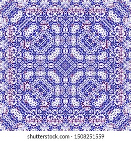 Ceramic tiles azulejo portugal. Vector seamless pattern template. Bathroom design. Blue ethnic background for T-shirts, scrapbooking, linens, smartphone cases or bags.