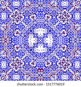 Ceramic tiles azulejo portugal. Vector seamless pattern template. Bathroom design. Blue ethnic background for T-shirts, scrapbooking, linens, smartphone cases or bags.