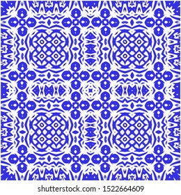 Ceramic tiles azulejo portugal. Vector seamless pattern theme. Colored design. Blue ethnic background for T-shirts, scrapbooking, linens, smartphone cases or bags.