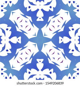 Ceramic tiles azulejo portugal. Vector seamless pattern poster. Original design. Blue ethnic background for T-shirts, scrapbooking, linens, smartphone cases or bags.