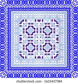 Ceramic tiles azulejo portugal. Vector seamless pattern flyer. Geometric design. Blue ethnic background for T-shirts, scrapbooking, linens, smartphone cases or bags.