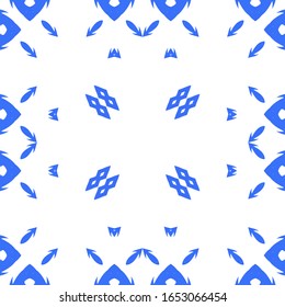 Ceramic tiles azulejo portugal. Vector seamless pattern arabesque. Creative design. Blue ethnic background for T-shirts, scrapbooking, linens, smartphone cases or bags.