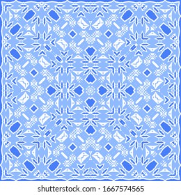 Baldosas cerámicas azulejo portugal. Plantilla de patrón transparente para vectores. Diseño geométrico. Antecedentes étnicos azules para pantalones en T, scrapbooking, ropa de cama, estuches para smartphones o bolsas.