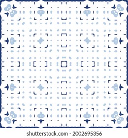 Ceramic tiles azulejo portugal. Vector seamless pattern concept. Fashionable design. Blue ethnic background for T-shirts, scrapbooking, linens, smartphone cases or bags.